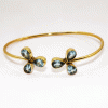 Exquisite Blue Topaz Cut D - JBB999 Newly Collection Pear Shape With 18ct Gold Plating Brass Bangle